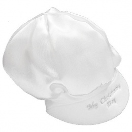 Baby Boys White Satin My Christening Day Cap Hat